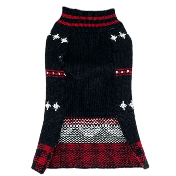 Pet Apparel Snowman, Candy Cane & Penguin Dog Sweater, Black, Red, White, Small - Picture 2 of 6